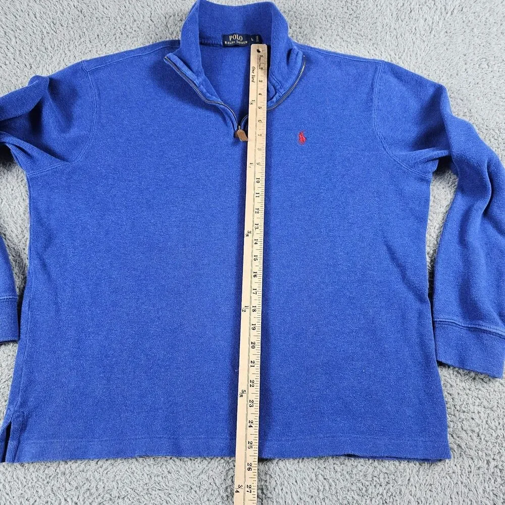 Polo Ralph Lauren Sweater Mens Large Blue 1/4 Zip Pullover Casual Golf Preppy